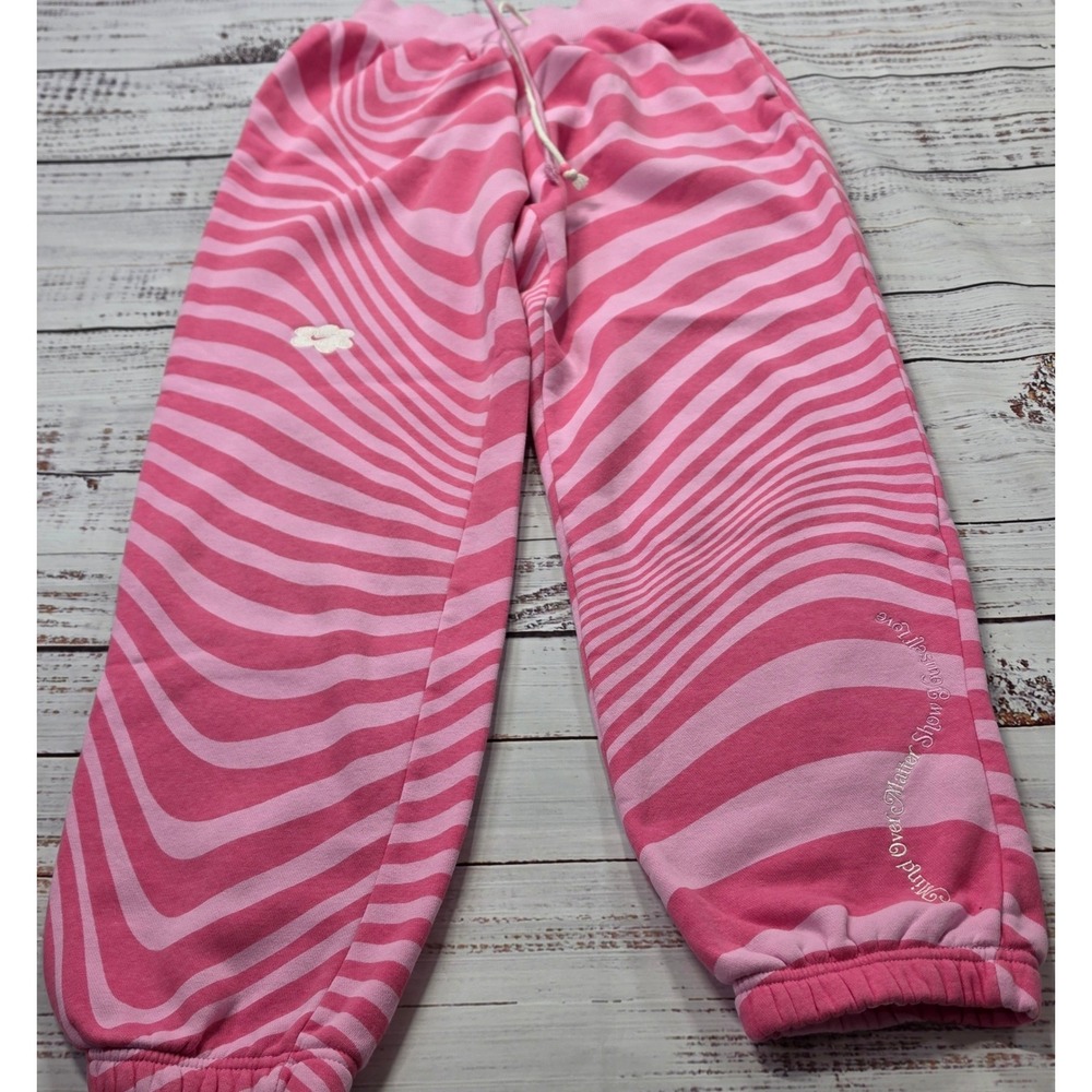 Nike Sweatpants Womens Small Pink Excellent Wavy Stripe Swirl Joggers DQ4452-606